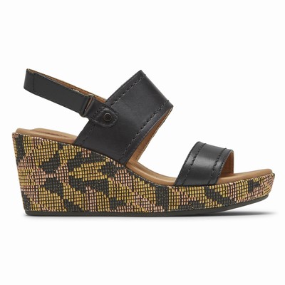 Cunhas Rockport Cobb Hill Erika 2-Band Slingback Mulher Pretas PT-93817